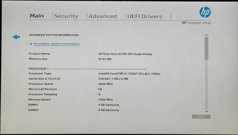 HP Elite Slice G2 MS SRS, Intel i5-7500T 2.70GHz 4C, 8GB DDR4, 128GB NVMe, 512GB SSD, WiFi, PWR