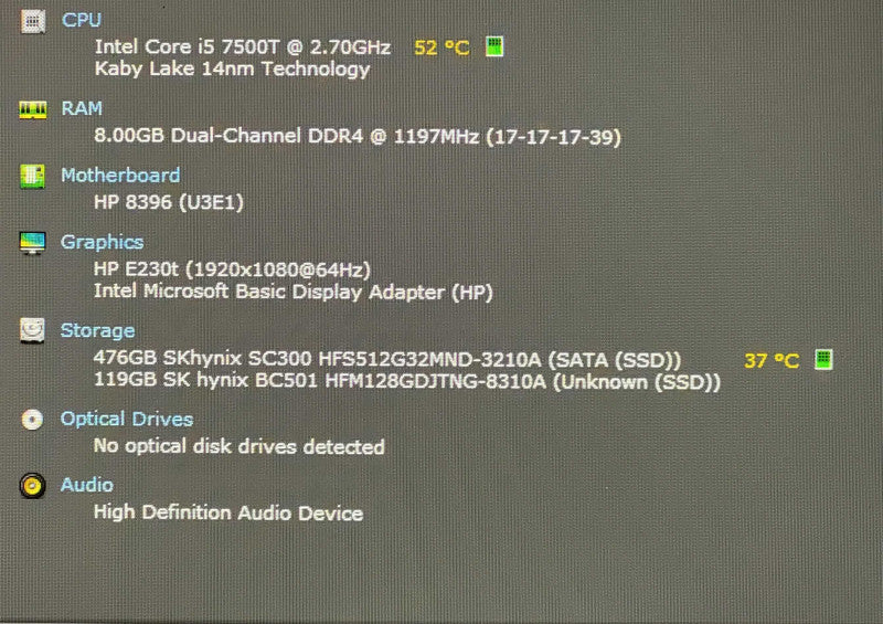 HP Elite Slice G2 MS SRS, Intel i5-7500T 2.70GHz 4C, 8GB DDR4, 128GB NVMe, 512GB SSD, WiFi, PWR