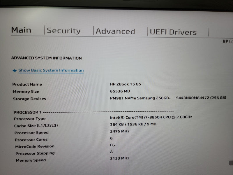 HP ZBook 15 G5 | i7-8850H @2.6GHz | 64GB DDR4 | 256GB SSD | Quadro P2000  Lap200
