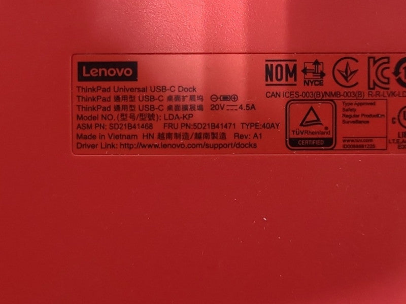 Lenovo ThinkPad USB-C Docking Station with DisplayPort, HDMI, 40AY, READ