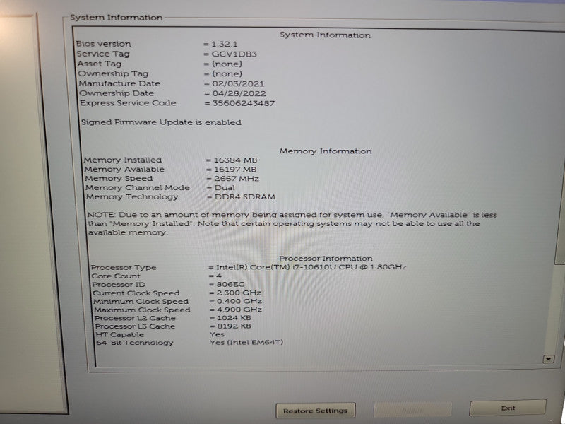 Dell Latitude 7410 | i7-10610U @1.8GHz | 16GB DDR4 | 256GB SSD  Lap200