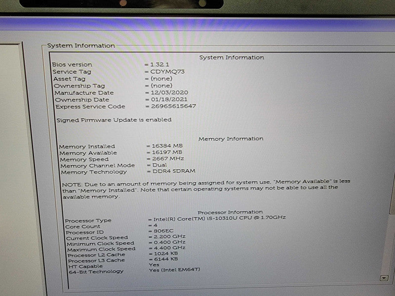 Dell Latitude 7410 | i5-10310U @1.7GHz | 16GB DDR4 | 256GB SSD  Lap200