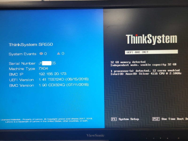 Lenovo ThinkSystem SR550  1x Xeon Silver 4116 2.1GHz 32GB DDR4, 930-16i 4Gb _