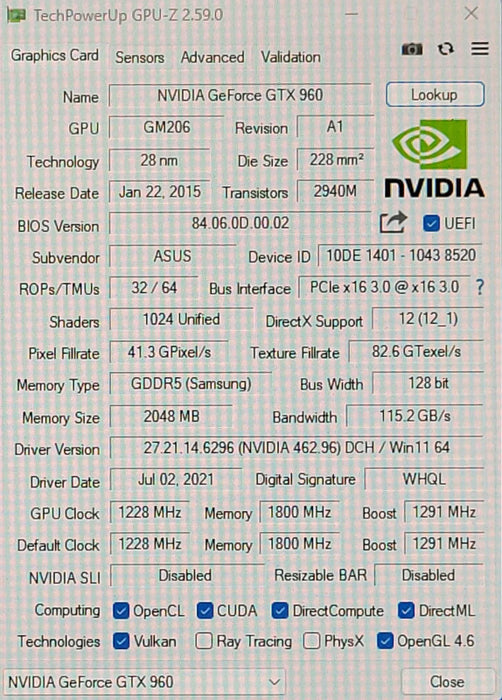 ASUS GeForce GTX 960 2GB GDDR5 Graphics Card