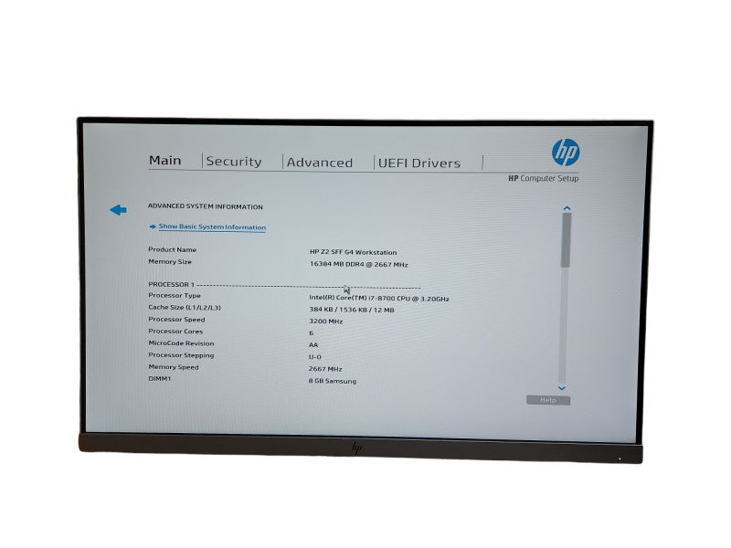 HP Z2 SFF G4 Workstation Intel i7- 8700 CPU @  3.20GHz 16GB DDR4 Ram θ