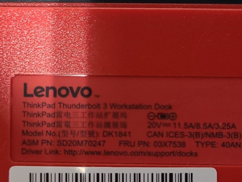 Lenovo ThinkPad Thunderbolt 3 Dock Gen 2, DK1841/40AN, READ