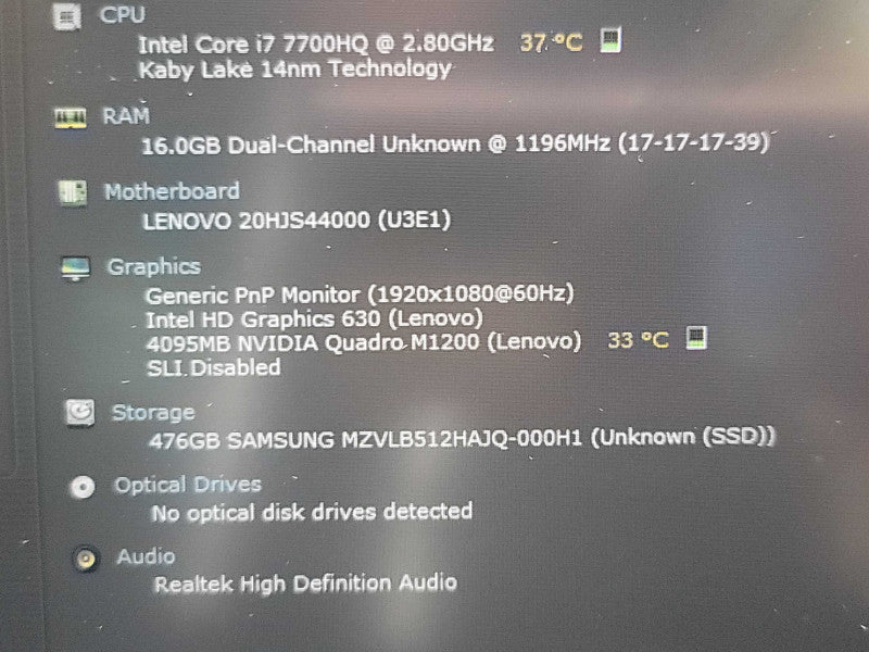 Lenovo ThinkPad P51| i7-7700HQ| 16GB DDR4| Quadro M1200| 512GB M.2 SSD  β Lap200