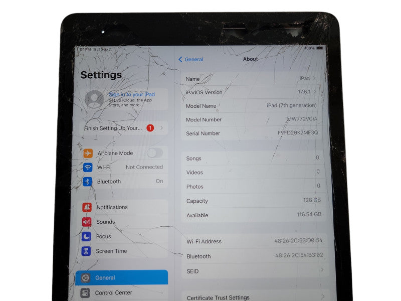 Apple iPad 7th Gen - 128GB - Gray [Read] (*