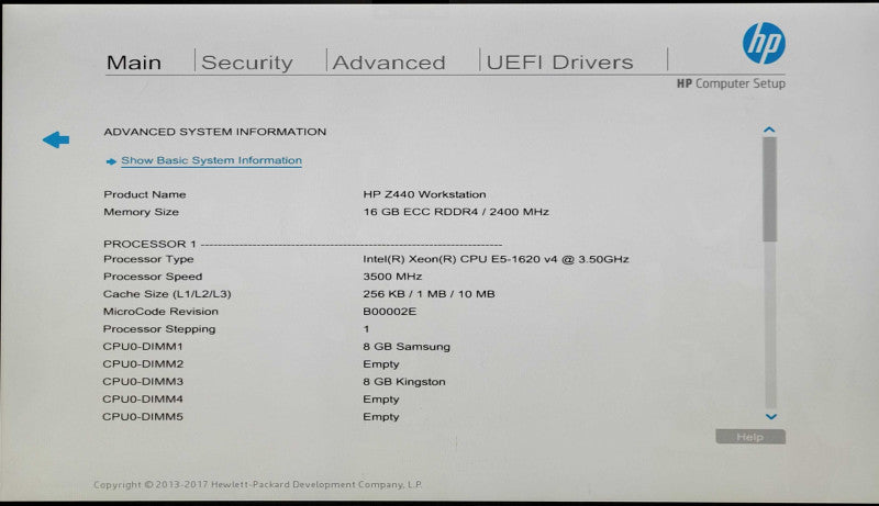 HP Z440 Workstation, Xeon E5-1620 v4 3.50GHz, 16GB DDR4, No HDD, K2000D
