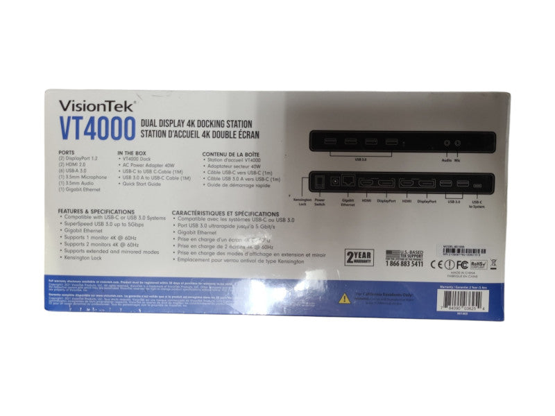 *New Sealed* VisionTek VT4000, Dual Display 4K Docking Station, 901005