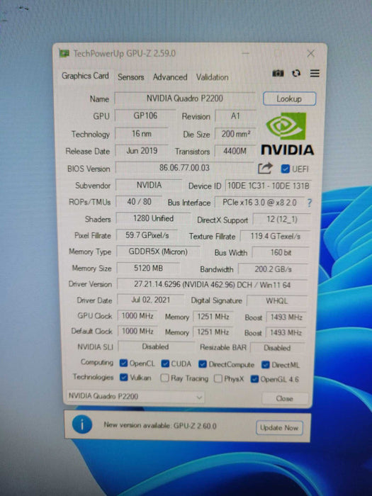NVIDIA Quadro P2200 5GB GDDR5X Graphics Card | 4x DP !