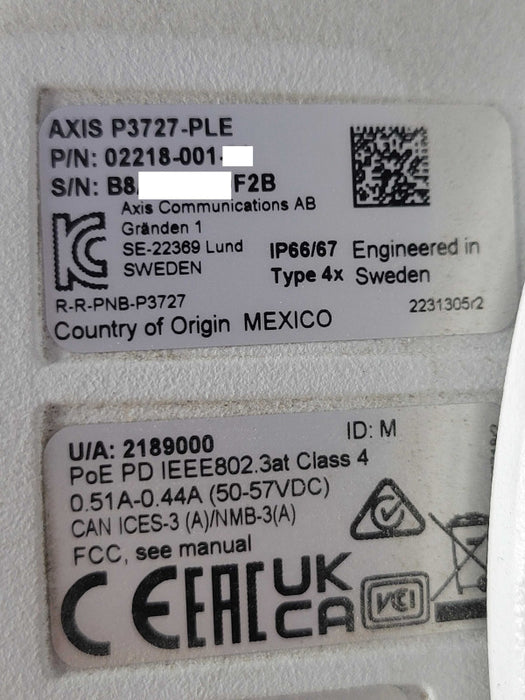 Axis P3727-PLE 02218 Quad-Cam Network PTZ Panoramic Camera Q_