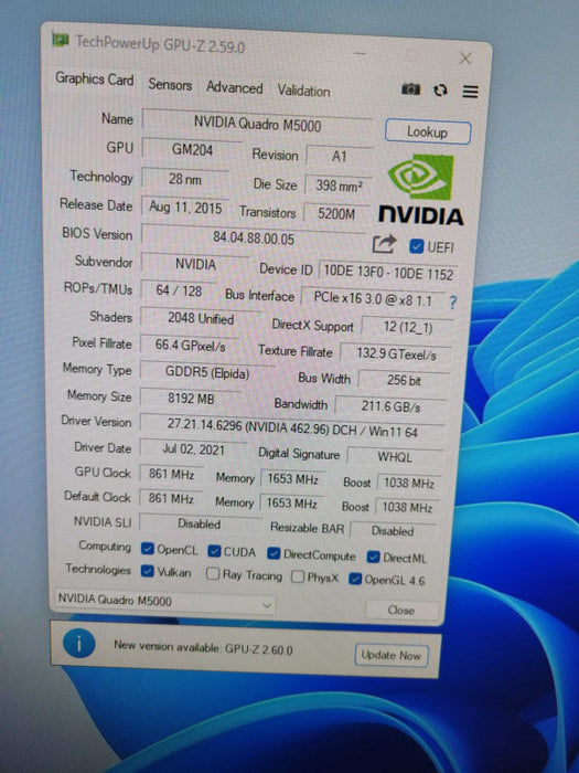 NVIDIA QUADRO M5000 8GB PCIE !