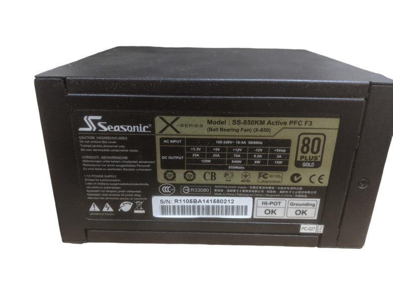 Seasonic SS-850KM Active PFC F3 | 80 plus Gold | 850w Desktop Power Supply