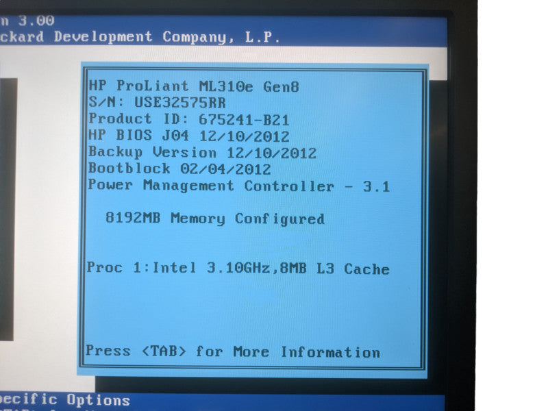 HP ProLiant ML310e Gen8 - Xeon E3-1220 v2 | 8GB DDR3 | No HDD | B120I RAID