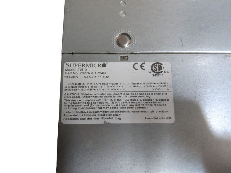 SuperMicro 216-9 X9DRi-LN4+ | 2x E5-2620 v2 @ 2.10GHz | No HDD included