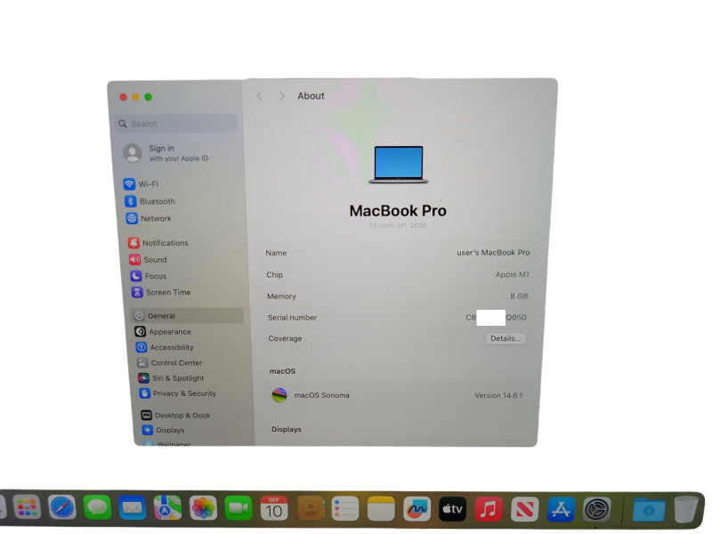 Apple Macbook Pro 2020 13" M1 Chip 8GB RAM 256GB SSD, 173 Cycle count _