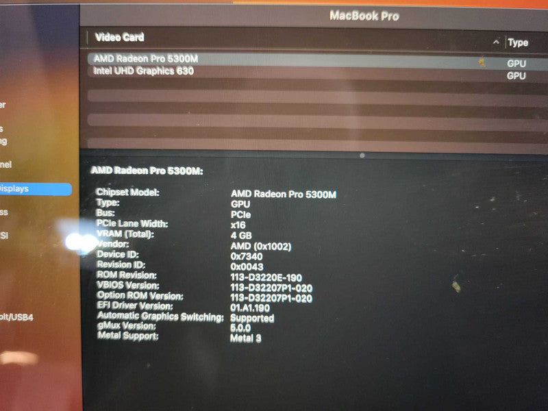 Apple Macbook Pro 2019 16" 6-Core i7-9750H @ 2.6GHz 16GB DDR4 500GB SSD Radeon Pro 5300M 4GB !