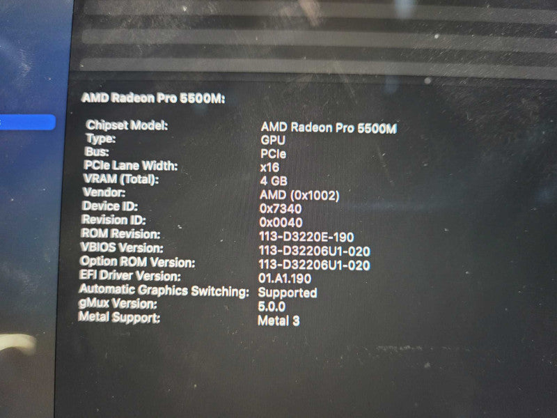 Apple Macbook Pro 2019 16" 8-Core i9-9880H @ 2.3GHz 16GB DDR4 1TB SSD Radeon