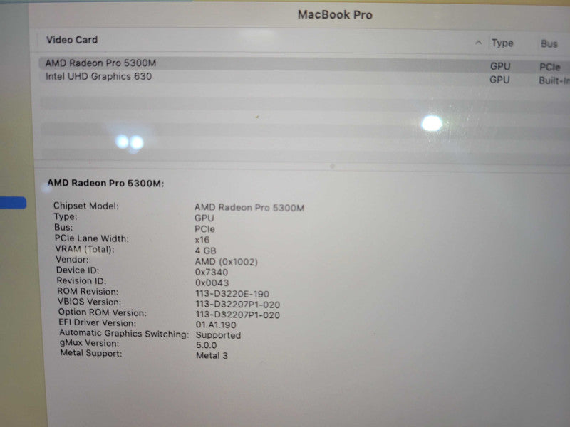 Apple Macbook Pro 2019 16" 6-Core i7-9750H @ 2.6GHz 16GB DDR4 500GB SSD Radeon Pro 5300M 4GB !