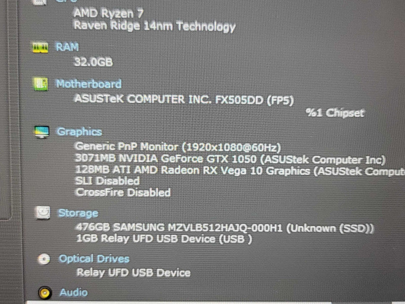 ASUS Tuf Gaming FX505D| Ryzen 7 3750H| 32GB DDR4| GTX 1050| 512GB NVMe β Lap200