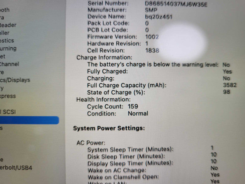 Apple MacBook 2019 Air Retina 13" i5-1030NG7 CPU 8GB RAM 128GB SSD 159 Cycle count No Charger $