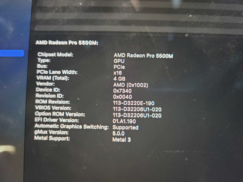 Apple Macbook Pro 2019 16" 8-Core i9-9880H @ 2.3GHz 16GB DDR4 1TB SSD Radeon Pro 5500M 4GB