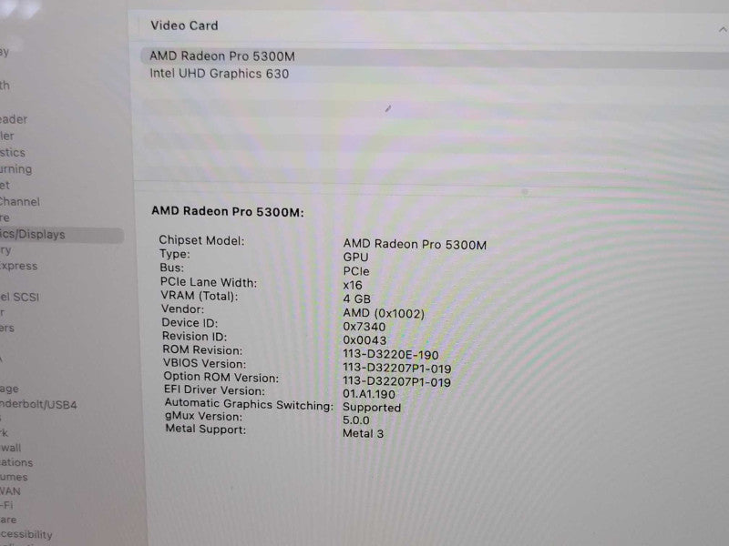 MacBook Pro 2019 16" Core I7-9750H 2.6GHz, 32GB DDR4 500GB SSD Radeon Pro 5300M 4GB READ _