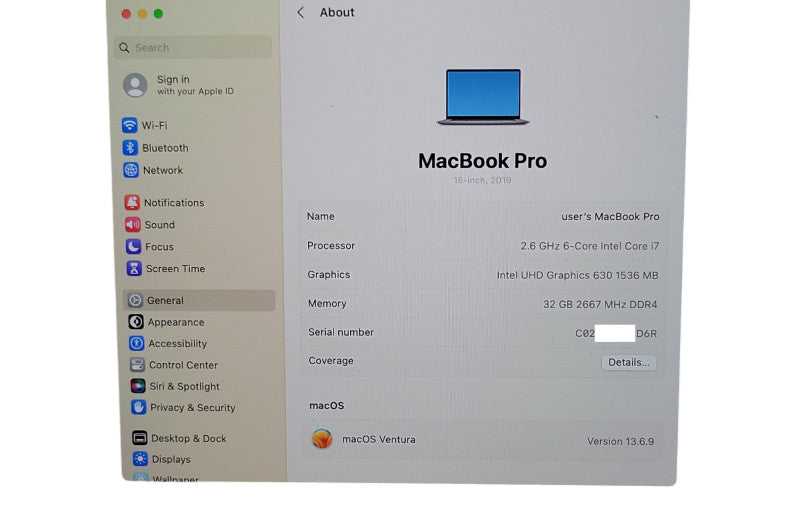 MacBook Pro 2019 16" Core I7-9750H 2.6GHz, 32GB DDR4 500GB SSD Radeon Pro 5300M 4GB READ _