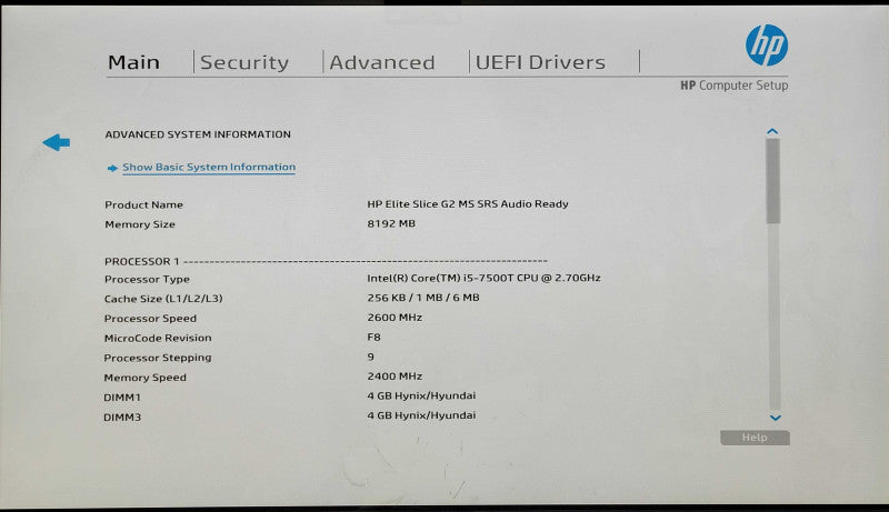 HP Elite Slice G2 MS SRS, Intel i5-7500T 2.70GHz 4C, 8GB DDR4, 128GB NVMe, 512GB SSD, WiFi, PWR