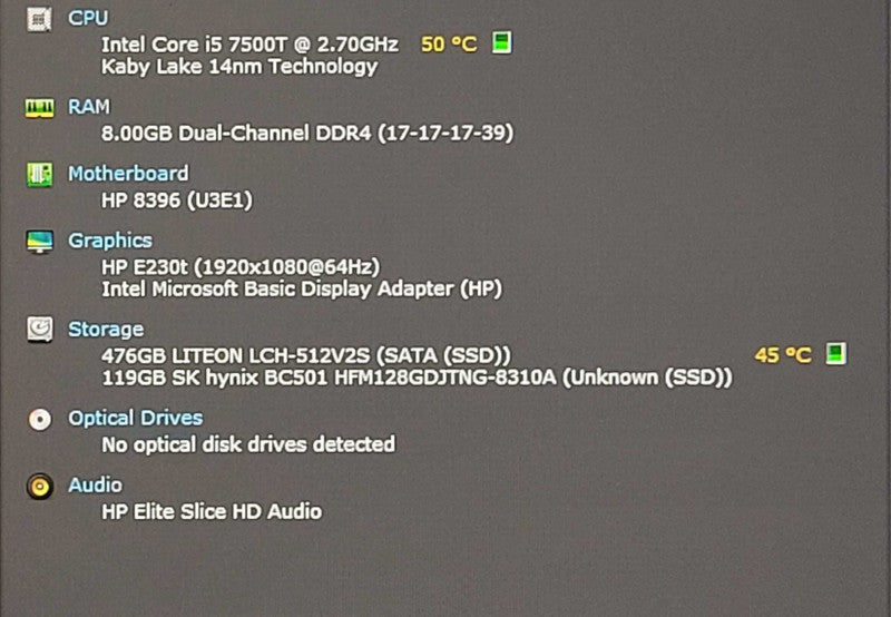 HP Elite Slice G2 MS SRS, Intel i5-7500T 2.70GHz 4C, 8GB DDR4, 128GB NVMe, 512GB SSD, WiFi, PWR