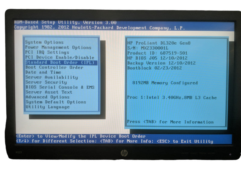 HP ProLiant DL320e Gen8 v2 | Xeon E3-1240 v2 | 8GB DDR3 | No HDD | B120i RAID