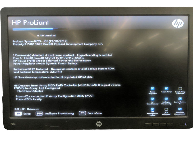 HP ProLiant DL320e Gen8 v2 | Xeon E3-1240 v2 | 8GB DDR3 | No HDD | B120i RAID