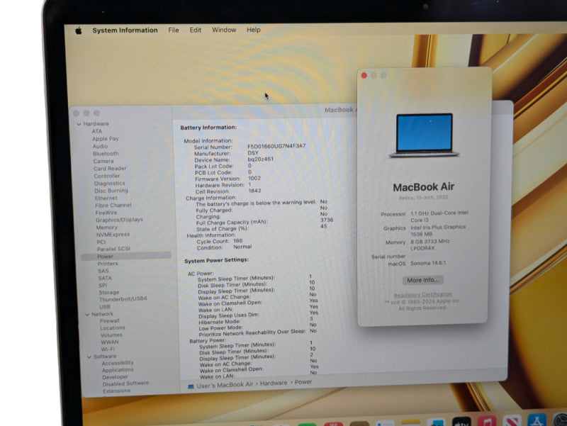 2020 Apple MacBook Air Retina 13-inch Intel i3-1000G4 8GB RAM & 128GB  - Lap200
