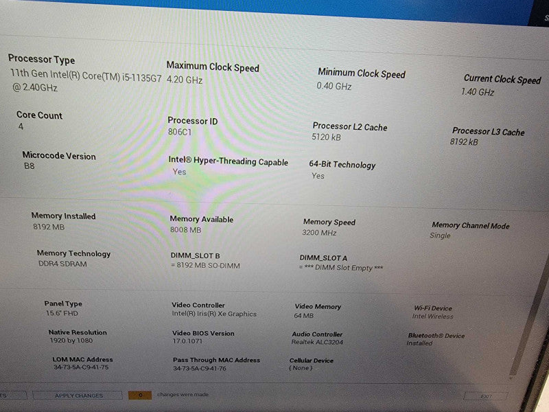 Dell Latitude 5520 | i5-1135G7 @1.4GHz | 8GB DDR4 | 5112GB SSD - READ Lap200