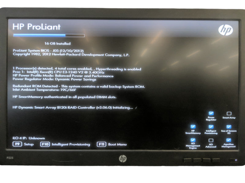 HP ProLiant DL320e Gen8 v2 | Xeon E3-1240 v2 | 16GB DDR3 | No HDD | B120i