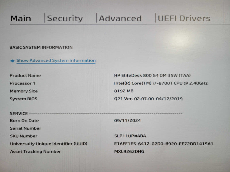 HP EliteDesk 800 G4 USFF, i7-8700T 2.40GHz , 8GB DDR4, 512GB NVMe !