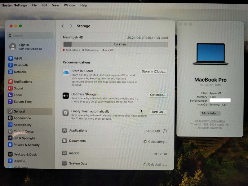 Apple Macbook Pro 2020 13" 8-Core M1, 8GB Ram, 256GB SSD