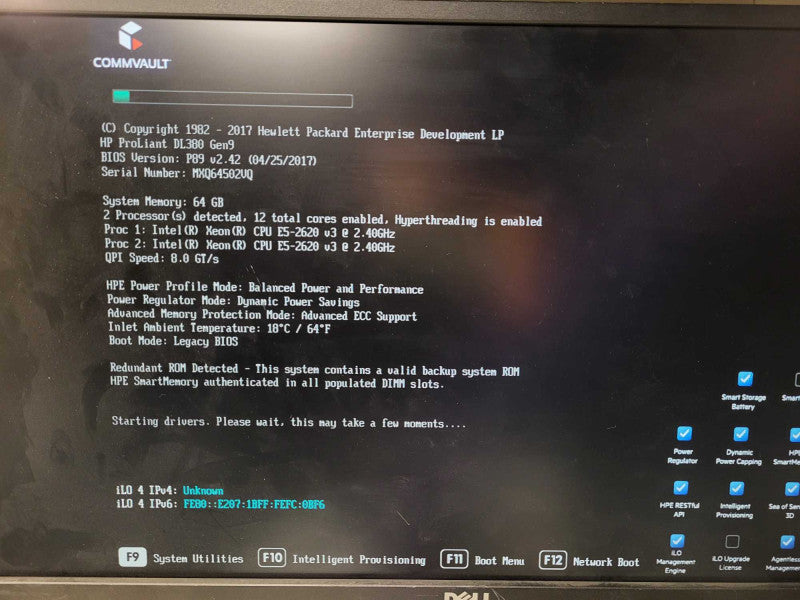 HP Commvault ProLiant DL360 G9 2x E5-2620 v3 | 64GB RAM | P840 | 3.5" $