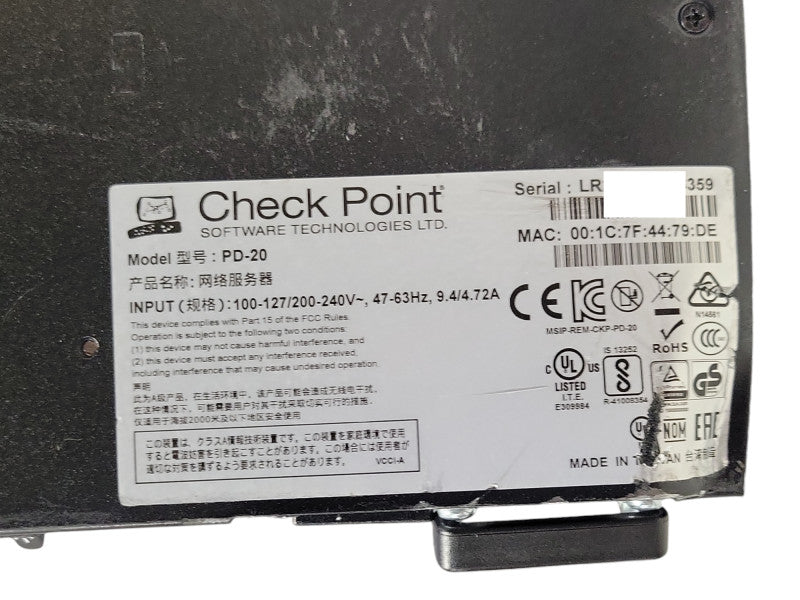 Check Point PD-20 Firewall Security Appliance 2x PSU, No HDDs, READ _