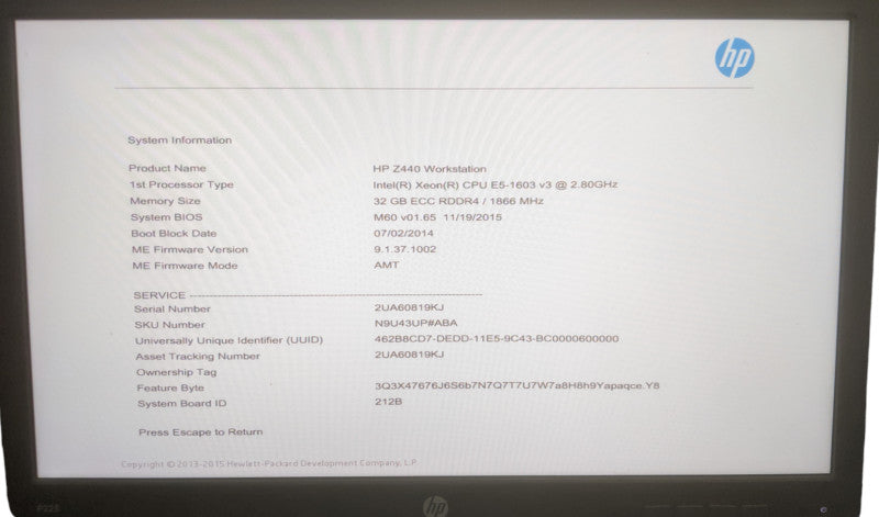HP Z440 | Xeon E5-1603 v3 | 32GB DDR4 | No HDD | No GPU