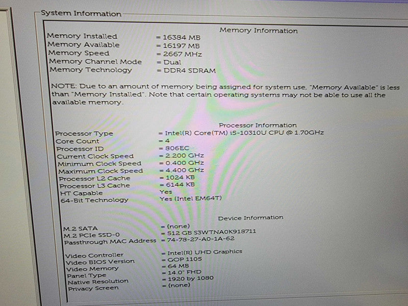 Dell Latitude 7410 | i5-10310U @1.7GHz | 16GB DDR4 | 512GB SSD - READ  Lap200