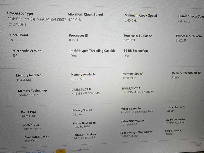 Dell Latitude 5420 | i5-1135G7 @2.4GHz | 16GB DDR4 | 256GB SSD  Lap200