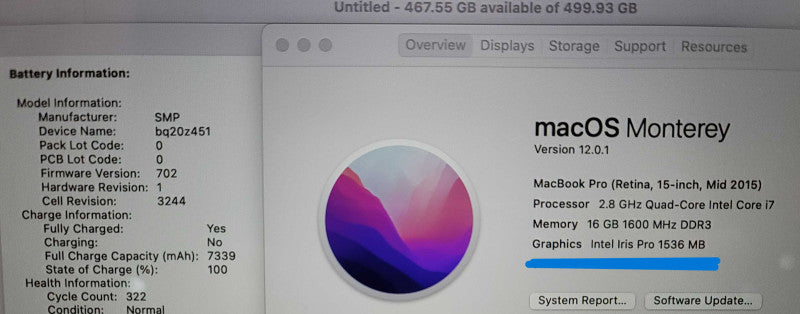 Macbook Pro Retina 15" 2015| i7-4770HQ @ 2.8GHz| 16GB DDR3| 500GB SSD READ β