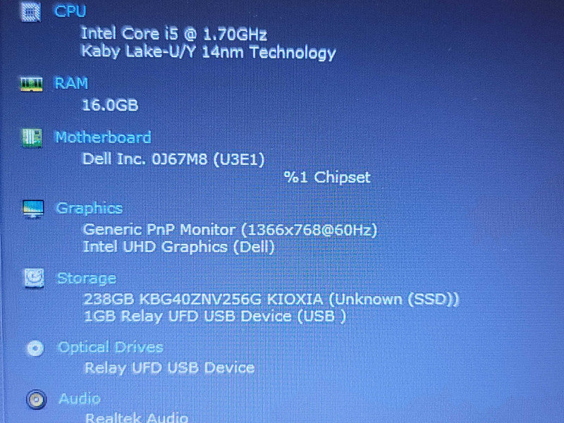 Dell Latitude 5510| i5-10310U| 16GB DDR4| 256GB SSD FOR PARTS/REPAIR  β Lap200