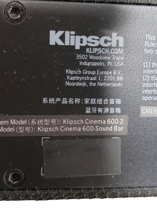 Klipsch Reference Cinema 600 Sound Bar Soundbar| For Repair or Parts Q