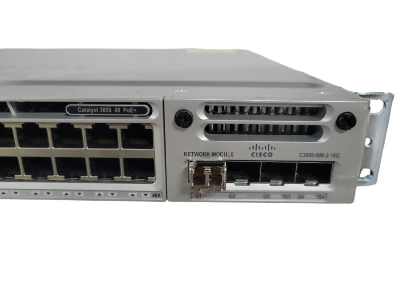 Cisco WS-C3850-48F-S V07 | Gigabit PoE Switch w/C3850-NM-2-10G, 1x 1100W PSU !