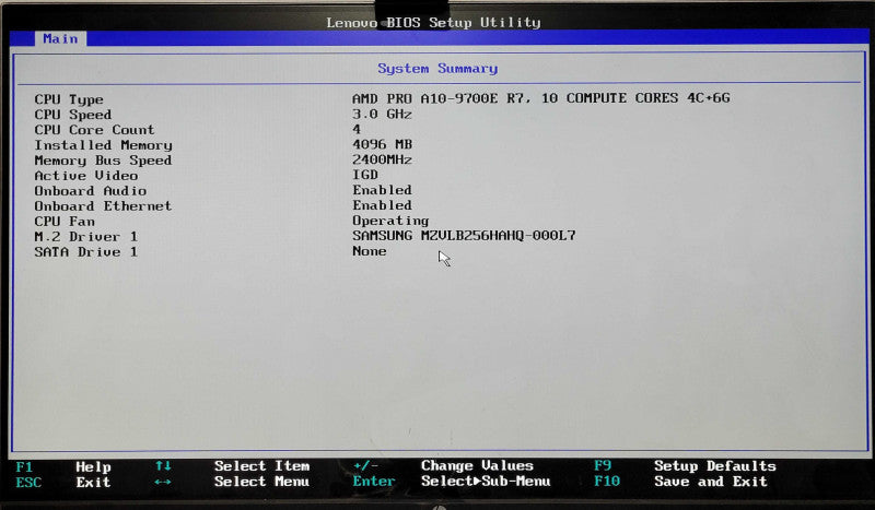 LENOVO ThinkCentre M715q, AMD PRO A10-9700E R7, 4GB DDR4, 256GB NVMe
