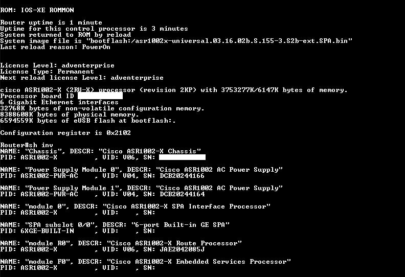 Cisco ASR1002-X Services Managed Router Chassis w / Dual ASR1002-PWR-AC