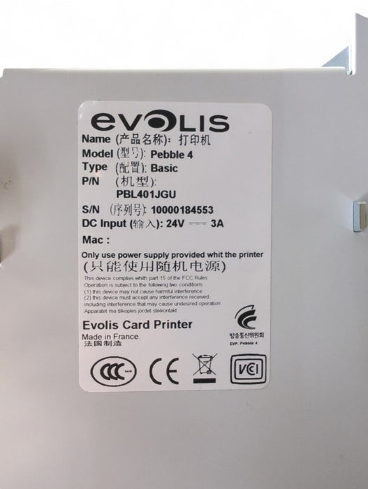 Evolis Pebble 4 ID Card Thermal Printer PBL401JGU READ  -
